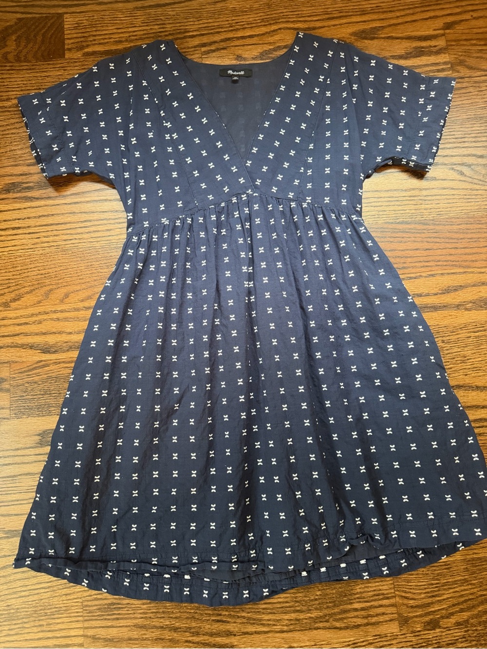 Madewell Navy Mini Dress with White Micro-Print
